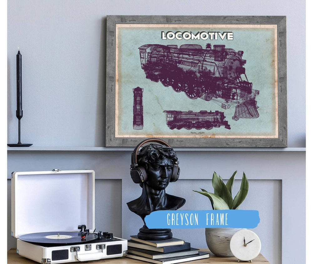 14" x 11" / Stretched Canvas Wrap Cutler West Locomotive Vintage Train Print