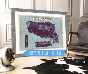 14" x 11" / Greyson Frame & Mat Cutler West Locomotive Vintage Train Print