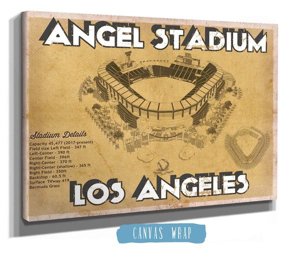 Cutler West Los Angeles Angels - Angel Stadium Vintage Seating Chart Baseball Print