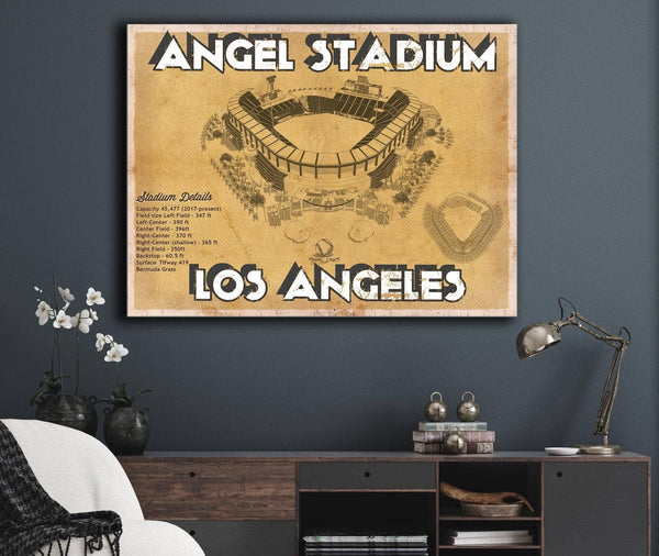 Cutler West Los Angeles Angels - Angel Stadium Vintage Seating Chart Baseball Print