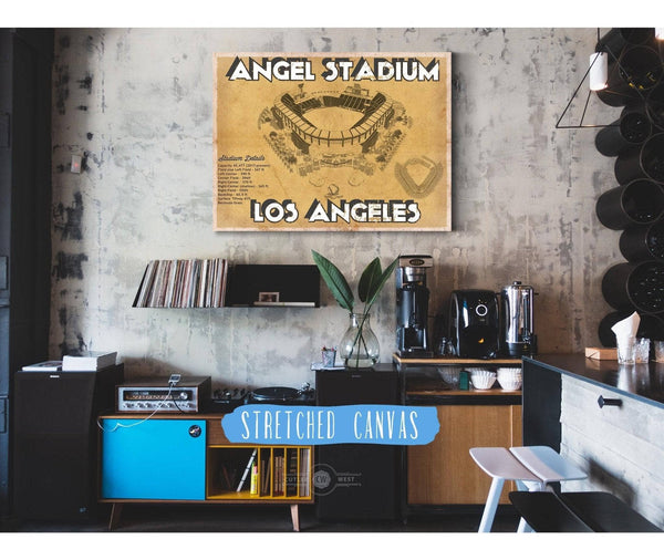 Cutler West Los Angeles Angels - Angel Stadium Vintage Seating Chart Baseball Print