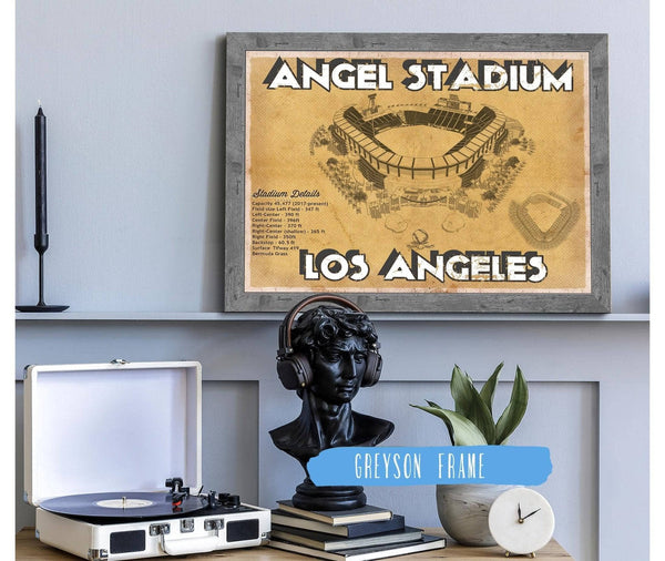 Cutler West Los Angeles Angels - Angel Stadium Vintage Seating Chart Baseball Print