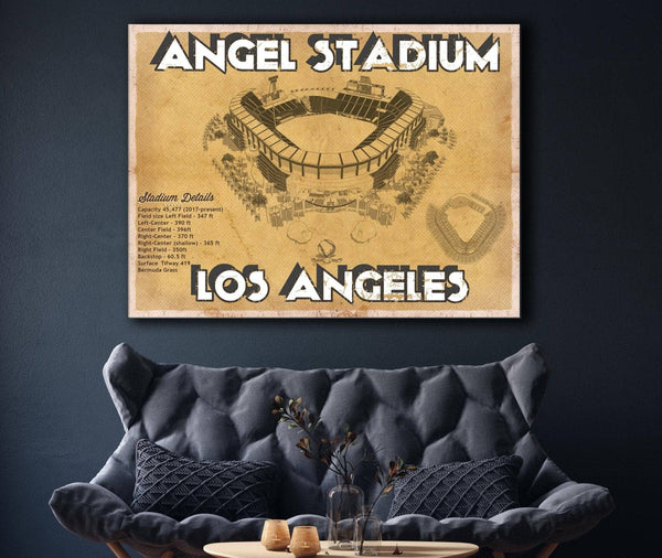 Cutler West Los Angeles Angels - Angel Stadium Vintage Seating Chart Baseball Print