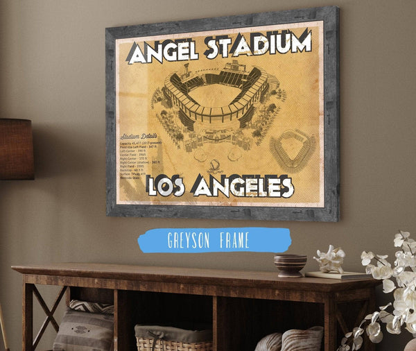 14" x 11" / Greyson Frame Cutler West Los Angeles Angels - Angel Stadium Vintage Seating Chart Baseball Print
