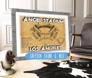 14" x 11" / Greyson Frame & Mat Cutler West Los Angeles Angels - Angel Stadium Vintage Seating Chart Baseball Print