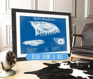 20" x 16" / Black Frame & Mat Cutler West Los Angeles Chargers - SoFi Stadium Vintage Football Print