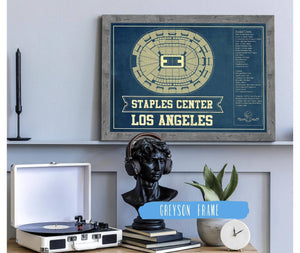 14" x 11" / Greyson Frame Cutler West Los Angeles Clippers Staples Center Vintage Basketball Blueprint NBA Print