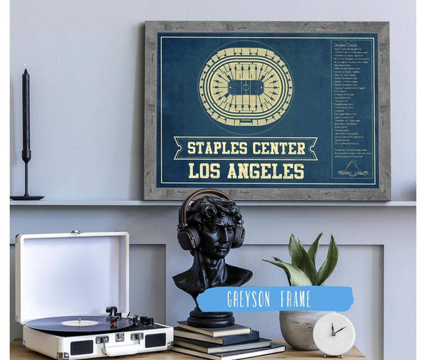 14" x 11" / Greyson Frame Cutler West Los Angeles Kings - Staples Center (Crypto.com Arena) Vintage Hockey Blueprint NHL Print