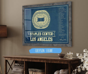 20" x 16" / Walnut Frame Cutler West Los Angeles Kings - Staples Center (Crypto.com Arena) Vintage Hockey Blueprint NHL Print