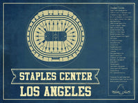 Cutler West 14" x 11" / Unframed Los Angeles Kings - Staples Center (Crypto.com Arena) Vintage Hockey Blueprint NHL Print 933350197_79797