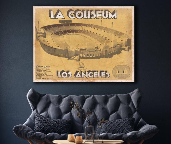 Cutler West Los Angeles Rams LA Coliseum Seating Chart - Vintage Football Print