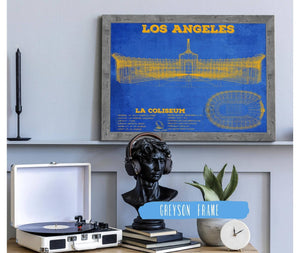14" x 11" / Greyson Frame Cutler West Los Angeles Rams LA Coliseum Seating Chart - Vintage Football Print