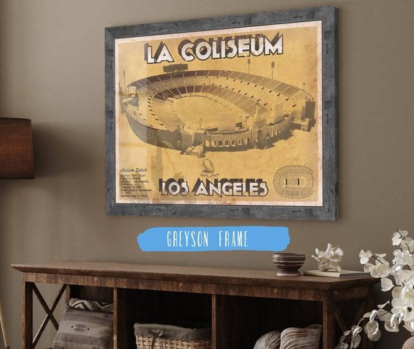 14" x 11" / Greyson Frame Cutler West Los Angeles Rams LA Coliseum Seating Chart - Vintage Football Print