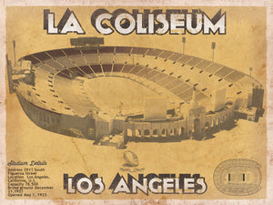 14" x 11" / Unframed Cutler West Los Angeles Rams LA Coliseum Seating Chart - Vintage Football Print