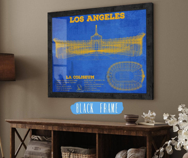 20" x 16" / Black Frame Cutler West Los Angeles Rams LA Coliseum Seating Chart - Vintage Football Print