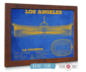 20" x 16" / Walnut Frame Cutler West Los Angeles Rams LA Coliseum Seating Chart - Vintage Football Print