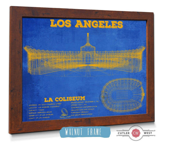 20" x 16" / Walnut Frame Cutler West Los Angeles Rams LA Coliseum Seating Chart - Vintage Football Print