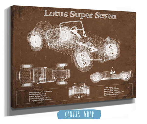 Cutler West Lotus Super Seven Blueprint Vintage Auto Print