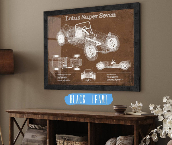 Cutler West Lotus Super Seven Blueprint Vintage Auto Print
