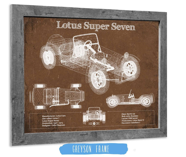Cutler West Lotus Super Seven Blueprint Vintage Auto Print