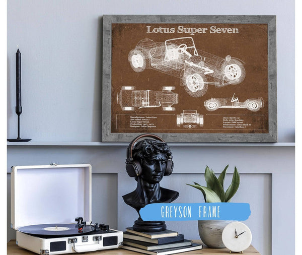 Cutler West Lotus Super Seven Blueprint Vintage Auto Print