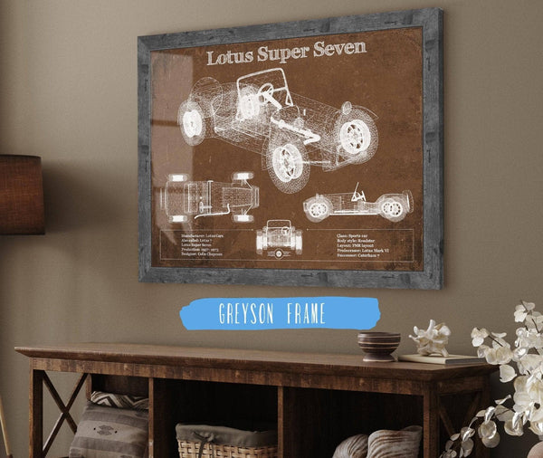 14" x 11" / Greyson Frame Cutler West Lotus Super Seven Blueprint Vintage Auto Print