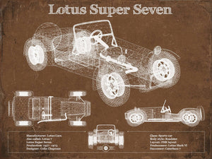 14" x 11" / Unframed Cutler West Lotus Super Seven Blueprint Vintage Auto Print