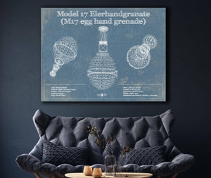 Cutler West M 17 Grenade Blueprint Vintage Gun Print