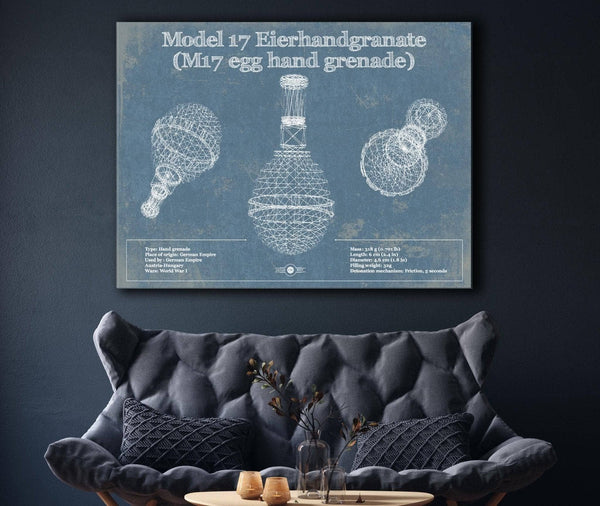 Cutler West M 17 Grenade Blueprint Vintage Gun Print