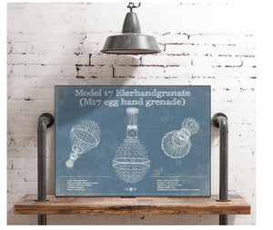 Cutler West M 17 Grenade Blueprint Vintage Gun Print
