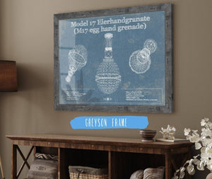 Cutler West M 17 Grenade Blueprint Vintage Gun Print