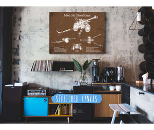 Cutler West M101A1 Howitzer Blueprint Vintage Military Print