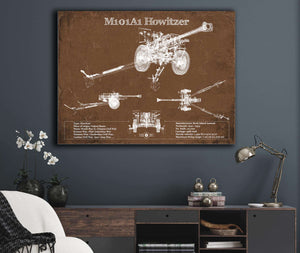 Cutler West M101A1 Howitzer Blueprint Vintage Military Print