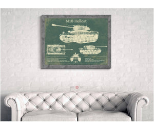 Cutler West M18 Hellcat Army Color Vintage Blueprint Print