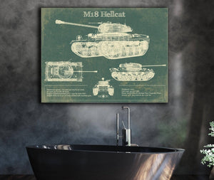 Cutler West M18 Hellcat Army Color Vintage Blueprint Print