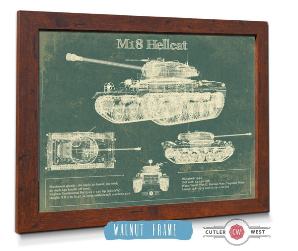 Cutler West M18 Hellcat Army Color Vintage Blueprint Print