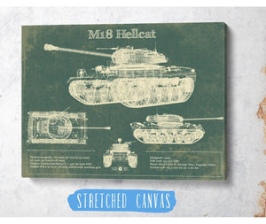 Cutler West M18 Hellcat Army Color Vintage Blueprint Print