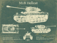 Cutler West Military Weapons Collection 14" x 11" / Unframed M18 Hellcat Army Color Vintage Blueprint Print 845000225_64708