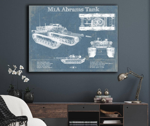 Cutler West M1A Abrams Tank Vintage Blueprint Print