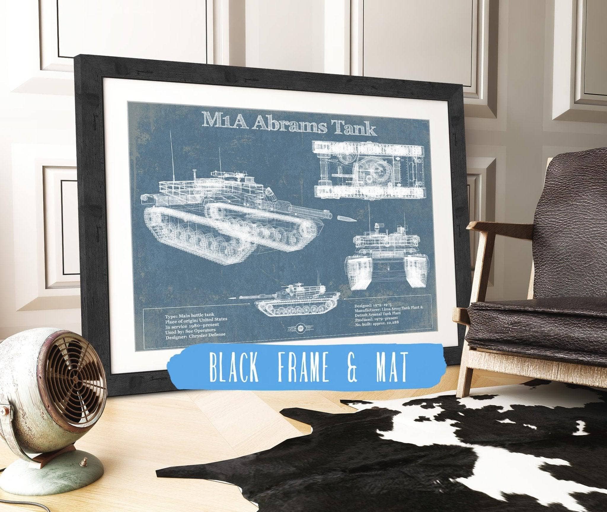 M1A Abrams Tank Vintage Blueprint Art by Cutler West