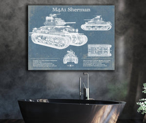 Cutler West M4A1 Sherman Tank Vintage Blueprint Print