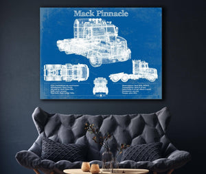 Cutler West Mack Pinnacle Blueprint Vintage Truck Print
