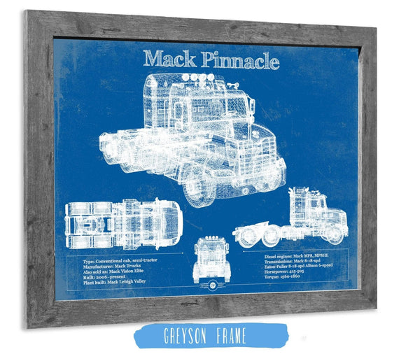 Cutler West Mack Pinnacle Blueprint Vintage Truck Print