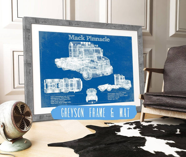 Cutler West Mack Pinnacle Blueprint Vintage Truck Print