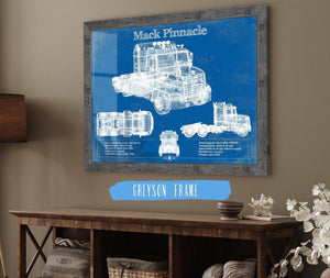 Cutler West Mack Pinnacle Blueprint Vintage Truck Print