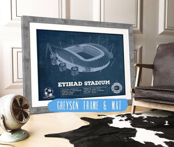 14" x 11" / Greyson Frame & Mat Cutler West Manchester City FC- Etihad Stadium Soccer