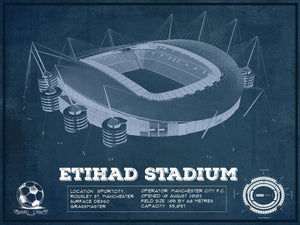14" x 11" / Unframed Cutler West Manchester City FC- Etihad Stadium Soccer