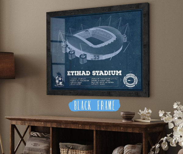 20" x 16" / Black Frame Cutler West Manchester City FC- Etihad Stadium Soccer