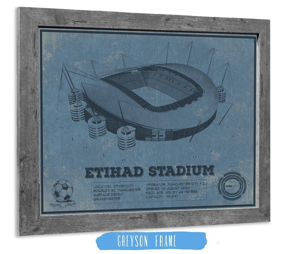 14" x 11" / Greyson Frame Cutler West Manchester City FC- Etihad Stadium Soccer Print