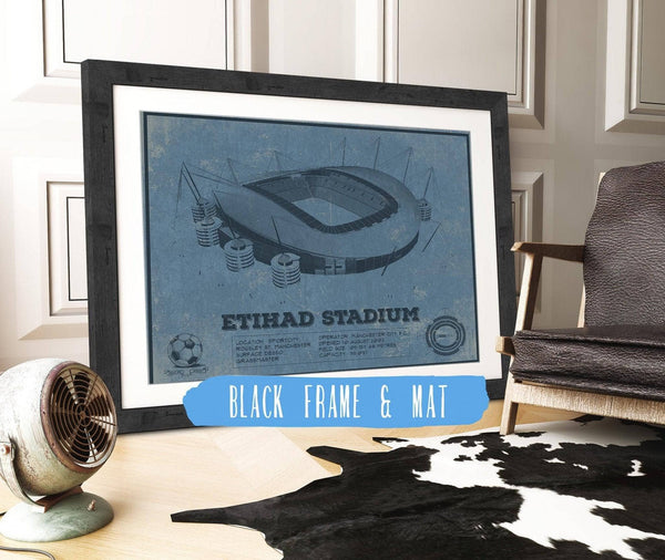 20" x 16" / Black Frame & Mat Cutler West Manchester City FC- Etihad Stadium Soccer Print